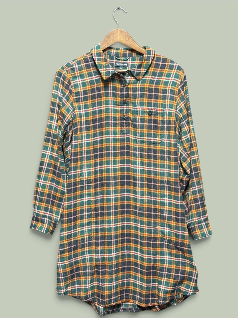 Toad&Co Green and Yellow Plaid Button-Down Shirt